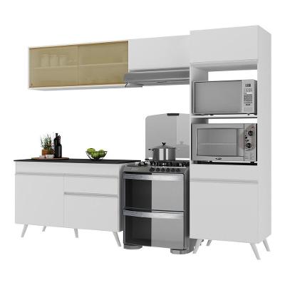 Armário De Cozinha Compacta 252cm Veneza Multimóveis V3692 Branco Branco