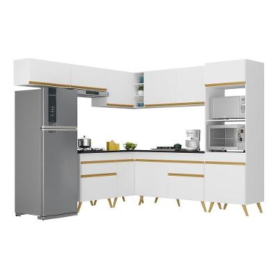 Armário De Cozinha Completa De Canto Veneza Multimóveis V2070 Branco/dourado Branco/dourado