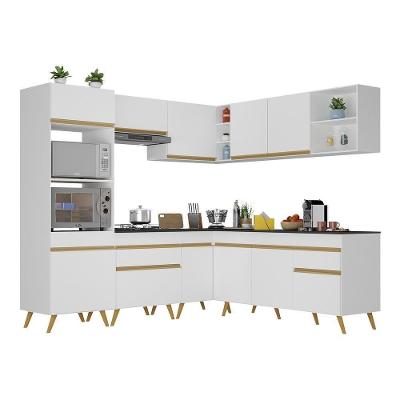 Armário De Cozinha Completa De Canto Veneza Multimóveis V2045 Branco/dourado Branco/dourado