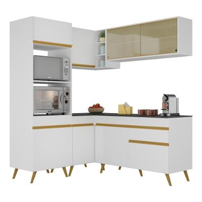 Armário De Cozinha Completa De Canto Veneza Multimóveis V2063 Branco/dourado Branco/dourado