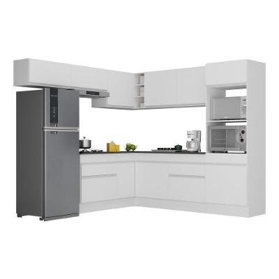 Armário De Cozinha Completa De Canto Com Rodapé Veneza Multimóveis V2105 Branco Branco