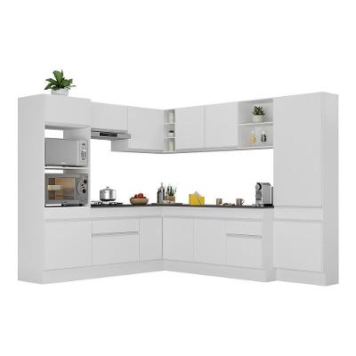 Armário De Cozinha Completa De Canto Com Rodapé Veneza Multimóveis V2082 Branco Branco
