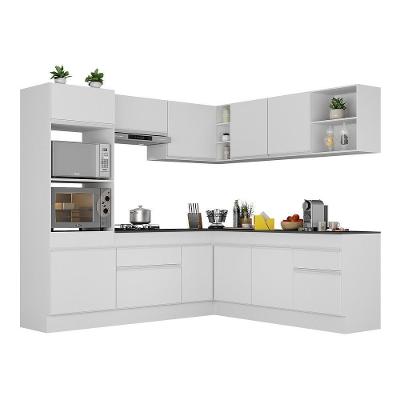 Armário De Cozinha Completa De Canto Com Rodapé Veneza Multimóveis V2080 Branco Branco