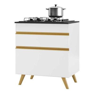 Balcão Cozinha Para Cooktop 70cm 1 Porta 1 Gaveta Veneza Multimóveis V3706 Branco/dourado Branco/dourado