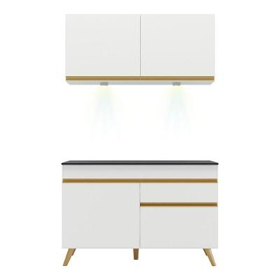 Cozinha Compacta 2 Peças Com Leds Veneza Up Multimóveis Branca