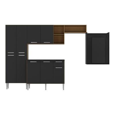 Cozinha Completa Mesa Dobrável Multimóveis Madeirada/preta