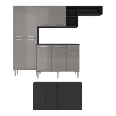 Cozinha Completa C/ Aparador Multimóveis Preta/lacca Fumê