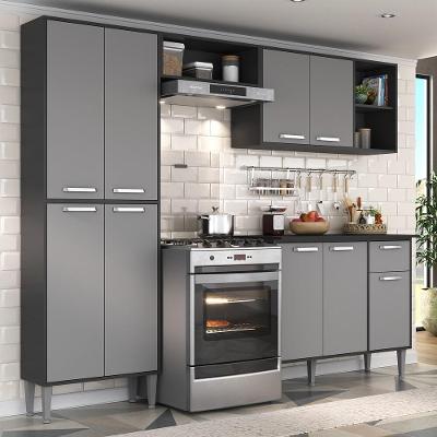 Cozinha Compacta Com Armário E Balcão Xangai Multimóveis Vm2840 Preta/Grafite Preto/Grafite
