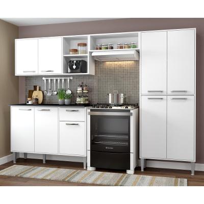 Cozinha Compacta Com Armário E Balcão Xangai Multimóveis Vm2840 Branca Branco