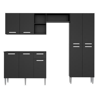 Cozinha Compacta Com Armário E Balcão Pequim Up Multimóveis V2999 Preta Preto