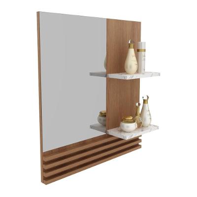 Espelheira Para Banheiro 60Cm Multimóveis Vcr10092 Amêndoa/Mármore Branco Amêndoa/Mármore Branco