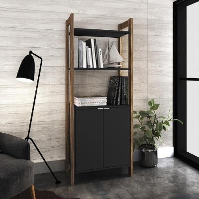 Estante Escritório Com 2 Portas Cr25004 Preta/Nogal