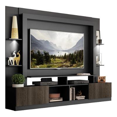 Estante Tv 65" Com Leds Berlim Multimóveis V3392 Preta/Tenerife Preto/Tenerife
