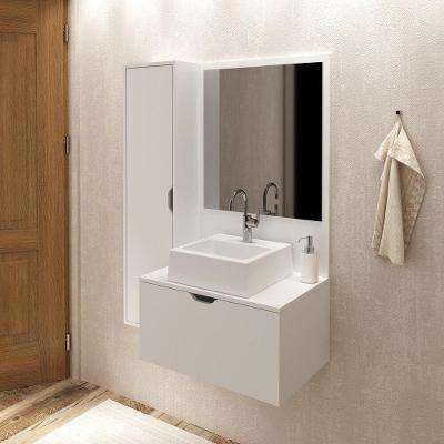 Gabinete De Banheiro Com Cuba E Espelheira 90cm Multimóveis Cr10098 Branco Branco