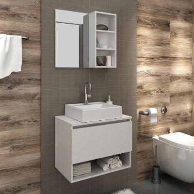 Gabinete De Banheiro Com Cuba E Espelheira 60cm Multimóveis Cr10096 Branco Branco