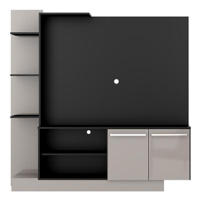Estante Tv 55" E 2 Portas Denver Multimóveis V2473 Preta/Lacca Fumê Preto/Lacca Fumê