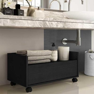 Gabinete Armário Banheiro 60 cm C/ Rodízios Preto