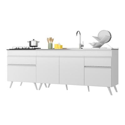 Kit Com 2 Balcões De Cozinha 150cm E 70cm Veneza Multimóveis V2073 Branco Branco