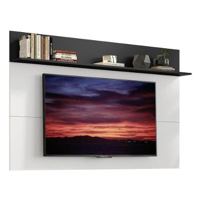 Painel C/ Suporte Tv 65 e Prateleira Branco/Preto
