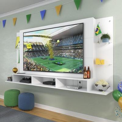 Painel Tv 65" Com Prateleiras De Vidro Brasil Plus Multimóveis Br3113 Branco