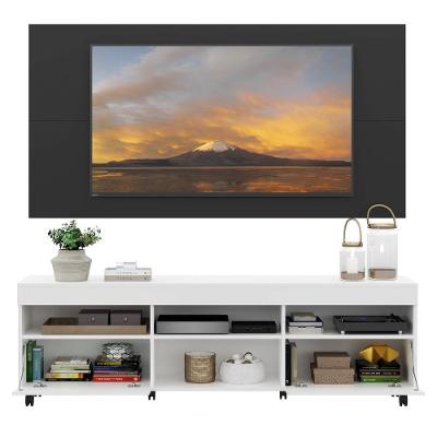 Rack com Painel e Suporte Tv 65 e 2 Portas Branco/preto