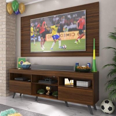 Rack C/ Painel Tv 65" Retrô Holanda Br3133 Duna Preto