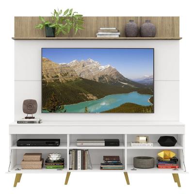Rack Com Painel e Suporte Tv 65 Com Prateleira e Pés Retrô