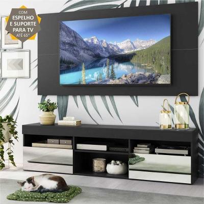 Rack Com Espelho, Painel E Suporte Tv 65'' Com 2 Portas