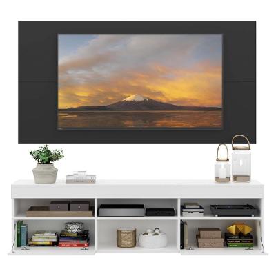 Rack Com Painel e Suporte Tv 65 e 2 Portas Branco/preto