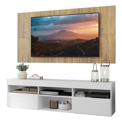 Rack C/ Painel Tv 65 Suspenso e 2 Portas Branco/Rustic