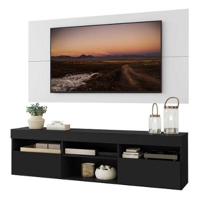 Rack C/ Painel Tv 65 Suspenso e 2 Portas Preto/branco