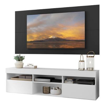 Rack C/ Painel Tv 65 Suspenso e 2 Portas Branco/Preto