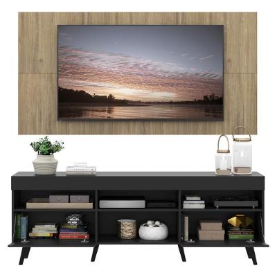 Rack C/ Painel e Suporte Tv 65 Preto/rustic