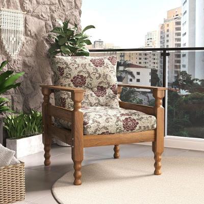 Poltrona Madeira Maciça Liz Cr7003.T65 Imbuia/Floral