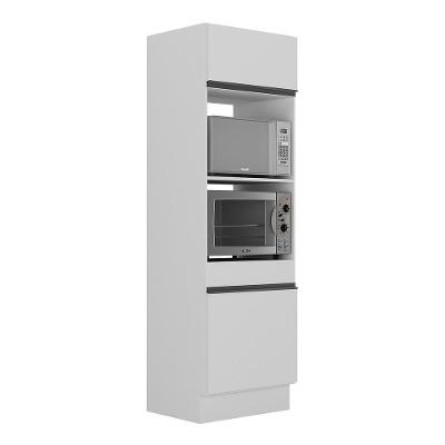 Paneleiro 2 Portas 63cm Com Rodapé Para Forno E Microondas Veneza Multimóveis V2116 Branco/preto Branco/preto