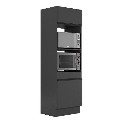 Paneleiro 2 Portas 63cm Com Rodapé Para Forno E Microondas Veneza Multimóveis V2116 Preto Preto