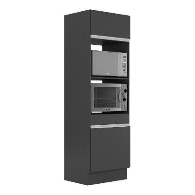 Paneleiro 2 Portas 63cm Com Rodapé Para Forno E Microondas Veneza Multimóveis V2116 Preto/branco Preto/branco