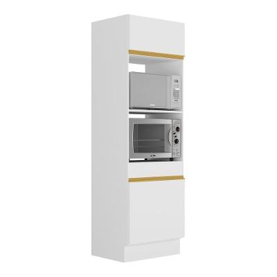 Paneleiro 2 Portas 63cm Com Rodapé Para Forno E Microondas Veneza Multimóveis V2116 Branco/dourado Branco/dourado