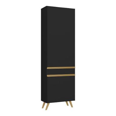Paneleiro 2 Portas 62cm Veneza Multimóveis V3746 Preto/dourado Preto/dourado