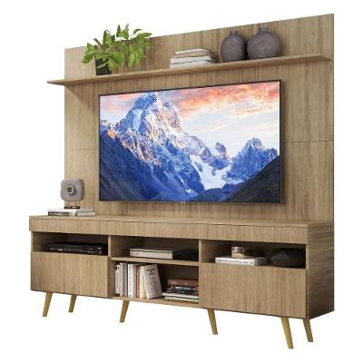 Rack Com Painel Tv 65 Rustic Com Prateleira e Pés