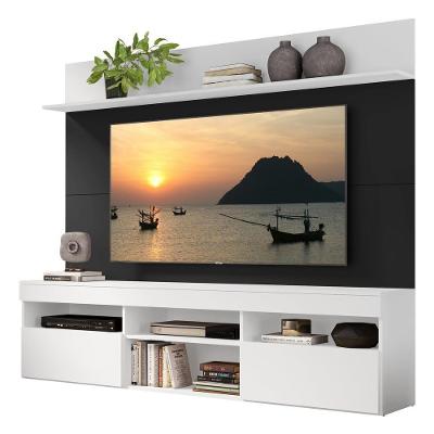 Rack Com Painel E Suporte Tv 65" Madri Multimóveis V3366 Branco/Preto/Branco Branco/Preto/Branco