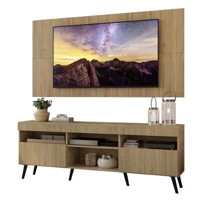 Rack Com Painel e Suporte Tv 65 Pés Retrô Rustic/preto