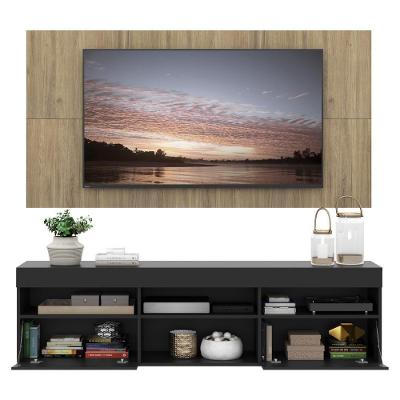 Rack Com Painel e Suporte Tv 65 e 2 Portas Preto/rustic