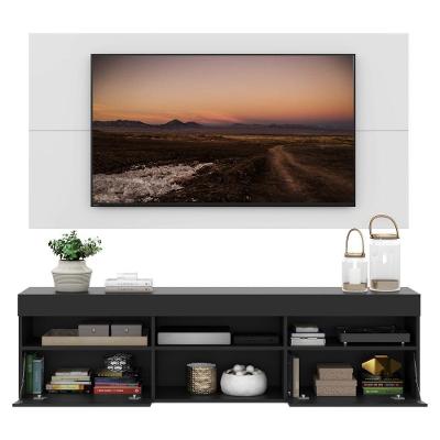 Rack com Painel e Suporte Tv 65 e 2 Portas Preto/branco