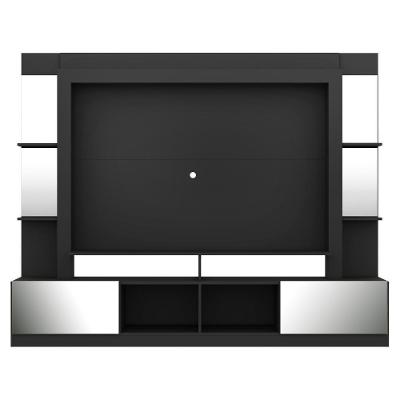 Rack Estante com Painel Tv 65 e Espelho Oslo Preto madeirado