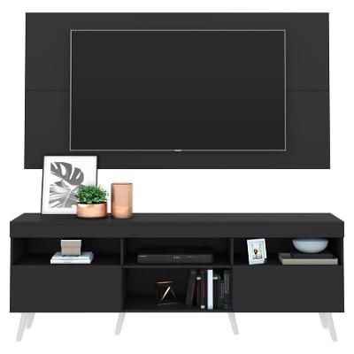 Rack Com Painel Tv 65" Retrô Flórida Multimóveis V3133 Preto/Branco Preto/Branco