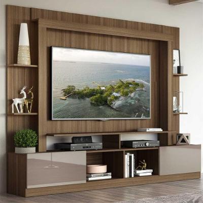 Rack Com Painel Tv 65" Madeirado/Lacca Fumê