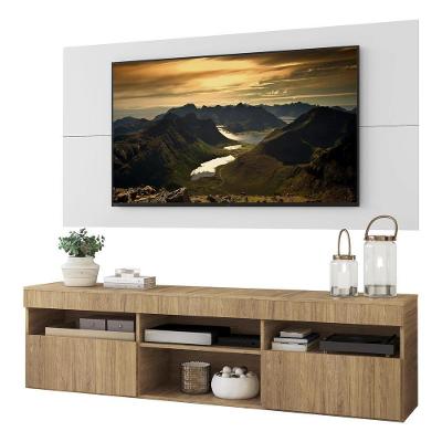 Rack com Painel Tv 65 Suspenso e 2 Portas Rustic/branco