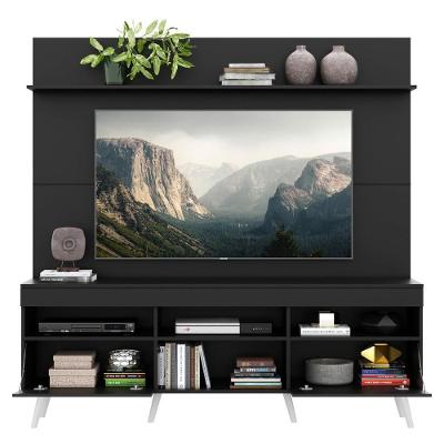 Rack Painel e Suporte Tv 65 Pés e Prateleira Preto Branco