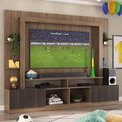 Rack Estante Com Painel Tv 65" E 2 Portas Catar Multimóveis Br3395 Madeirado/tenerife